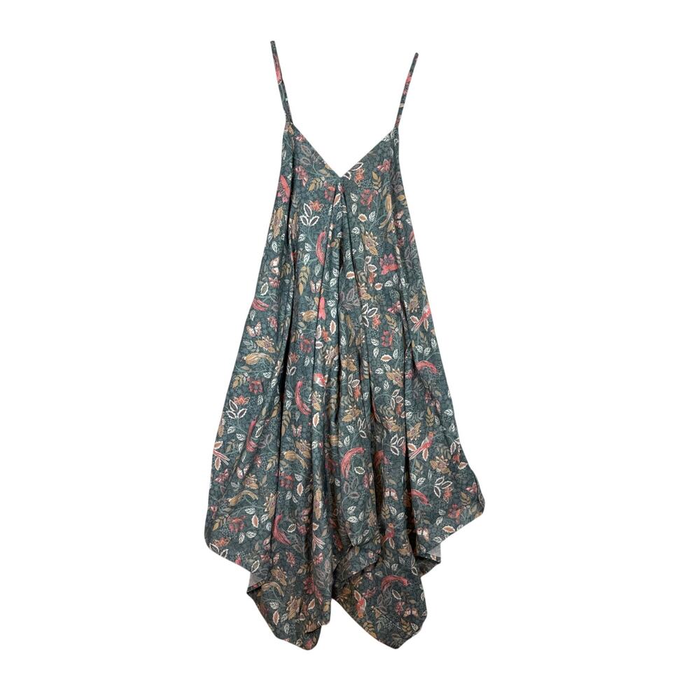 World Market Floral Birds Harem Drop Crotch Jumpsuit Baggy Oversized Womens S/M